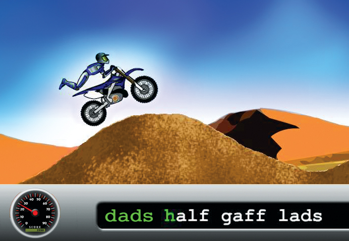 Keep your fingers on the keyboard as you move your motorcycle across the desert.