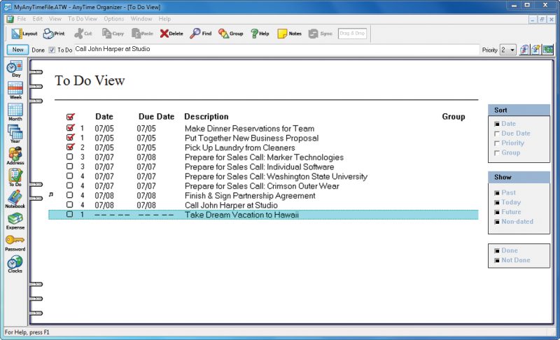 AnyTime® Organizer Standard | Individual Software