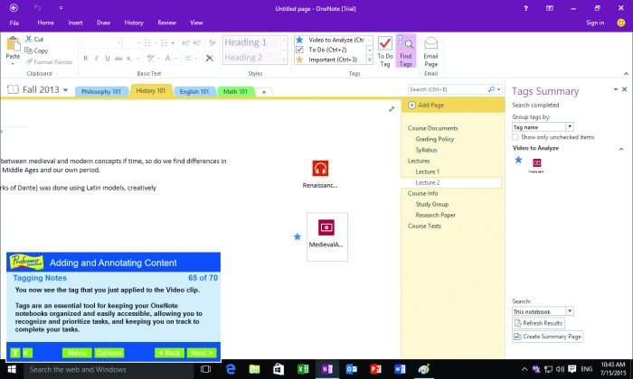 OneNote training includes learning how to add and annotate content.
